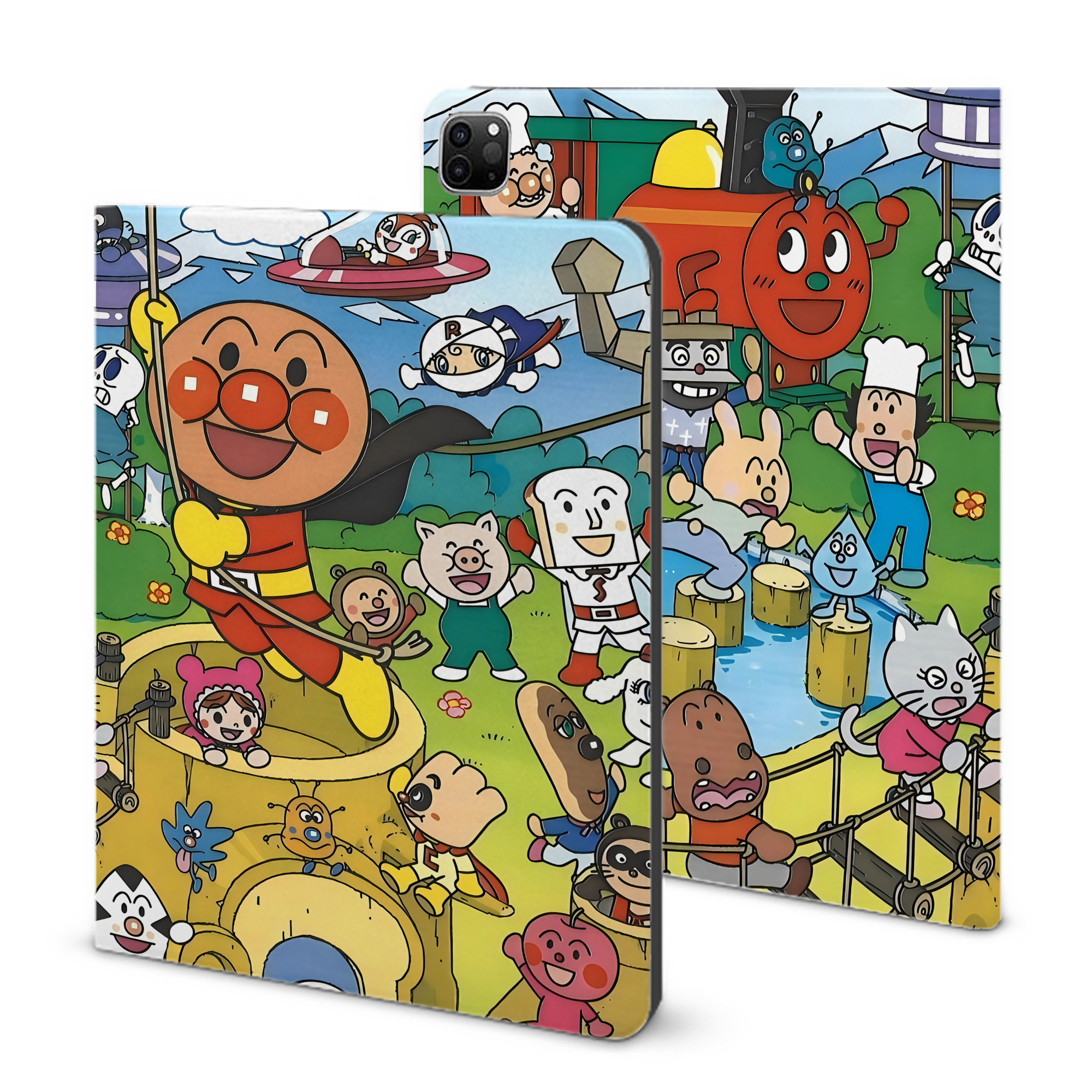 （画像用） アンパンマン Anpanman IPad ケース ブック型 PUレザー TPU 耐衝撃 軽量 薄型 ペン収納なし 全面保護 IPad 各モデル対応